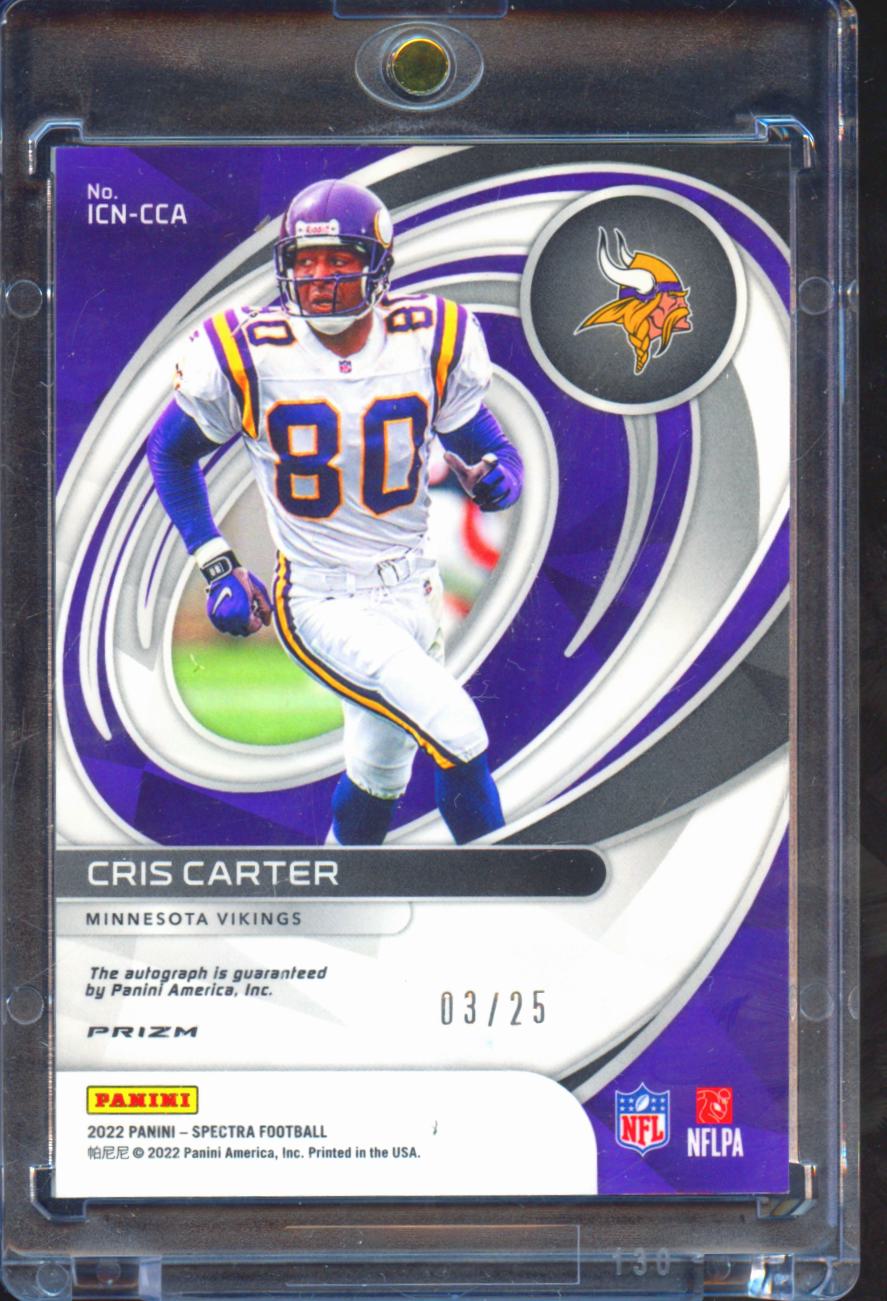 Cris Carter 2022 Spectra Icons Auto Autograph 3/25 Minnesota Vikings
