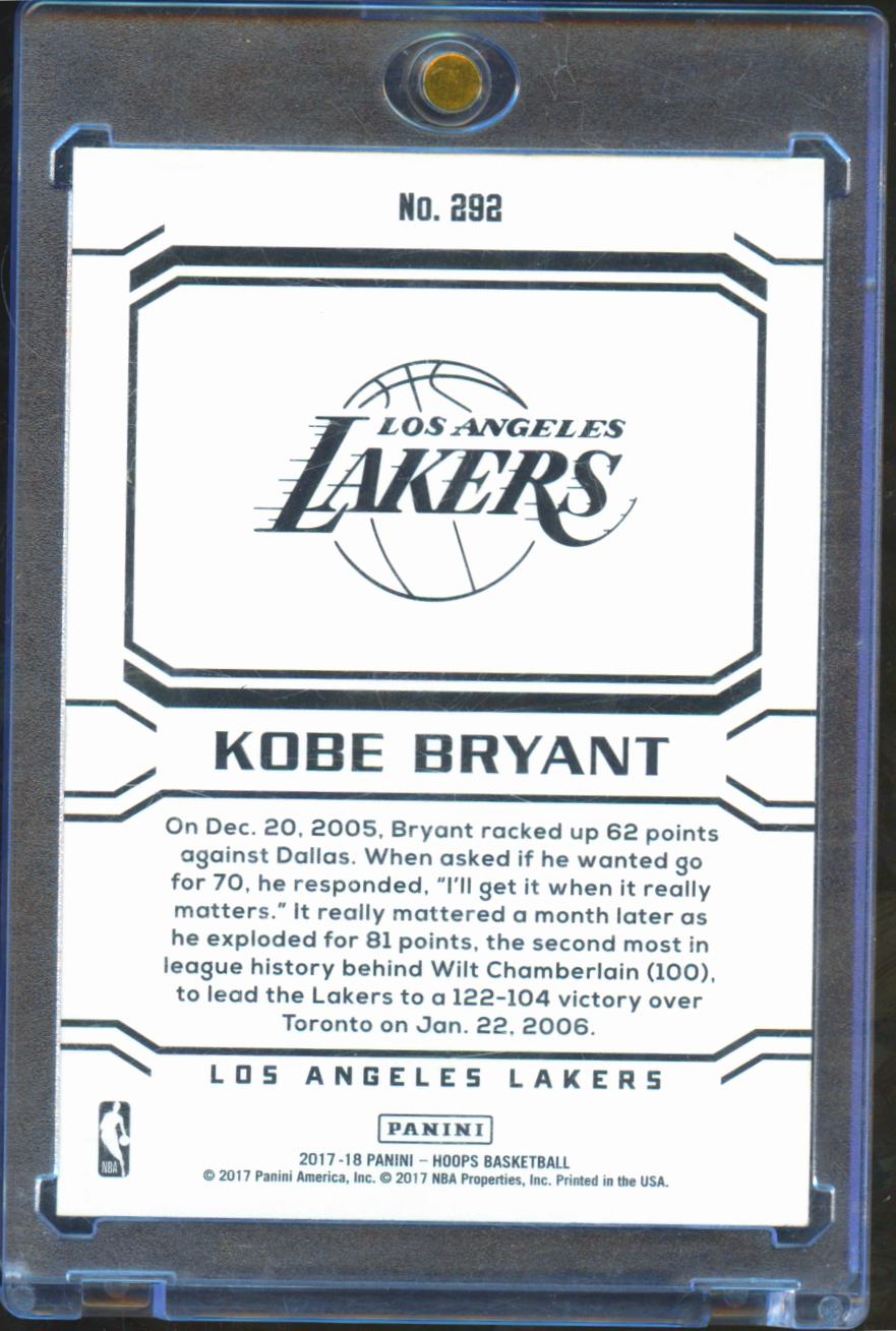 Kobe Bryant 2017-18 NBA Hoops Teal Explosion SSP #292 Los Angeles Lakers
