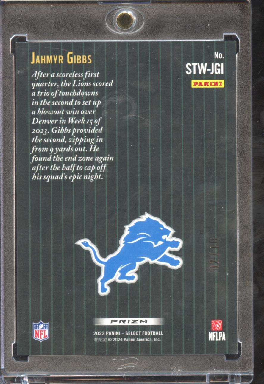 Jahmyr Gibbs 2023 Select Score GOLD Prizm Rookie RC 2/10 Detroit Lions