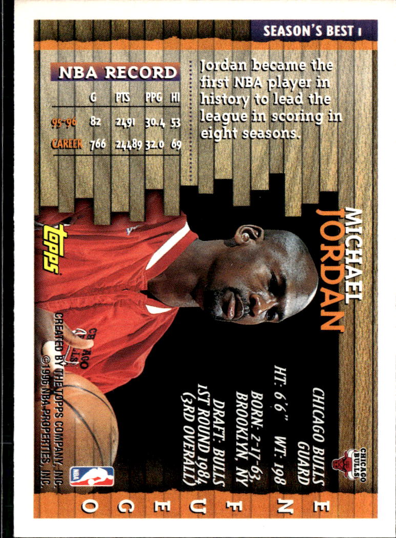 Michael Jordan 1996 Topps Season's Best En Fuego #SB1 Chicago Bulls