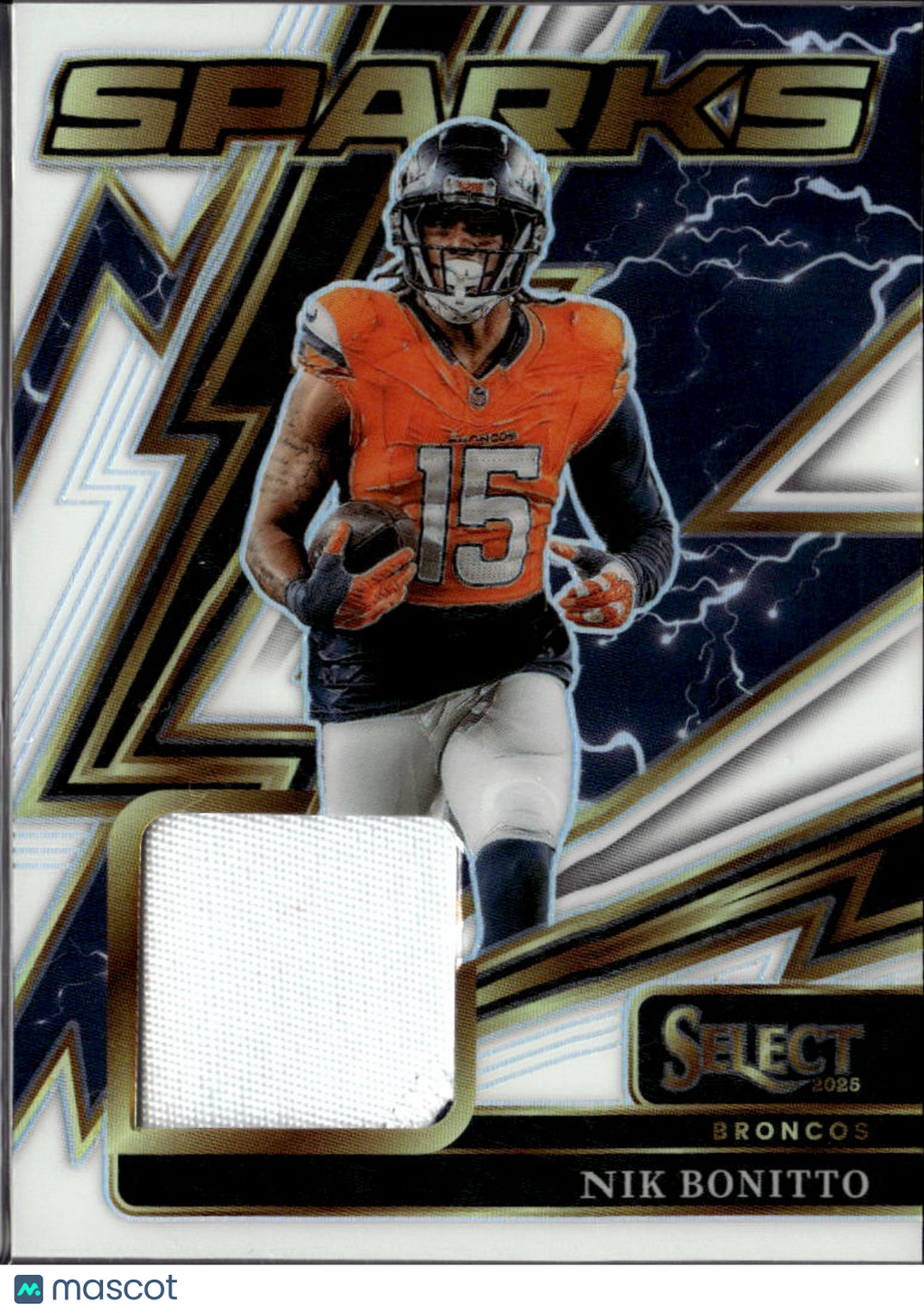 Nik Bonitto 2025 Select Sparks Jersey Patch White 91/99 Denver Broncos Sooners