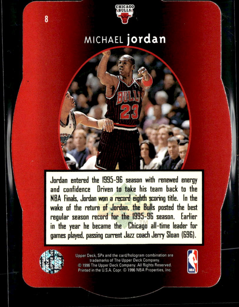 Michael Jordan 1996 Upper Deck SPx GOLD #8 Chicago Bulls