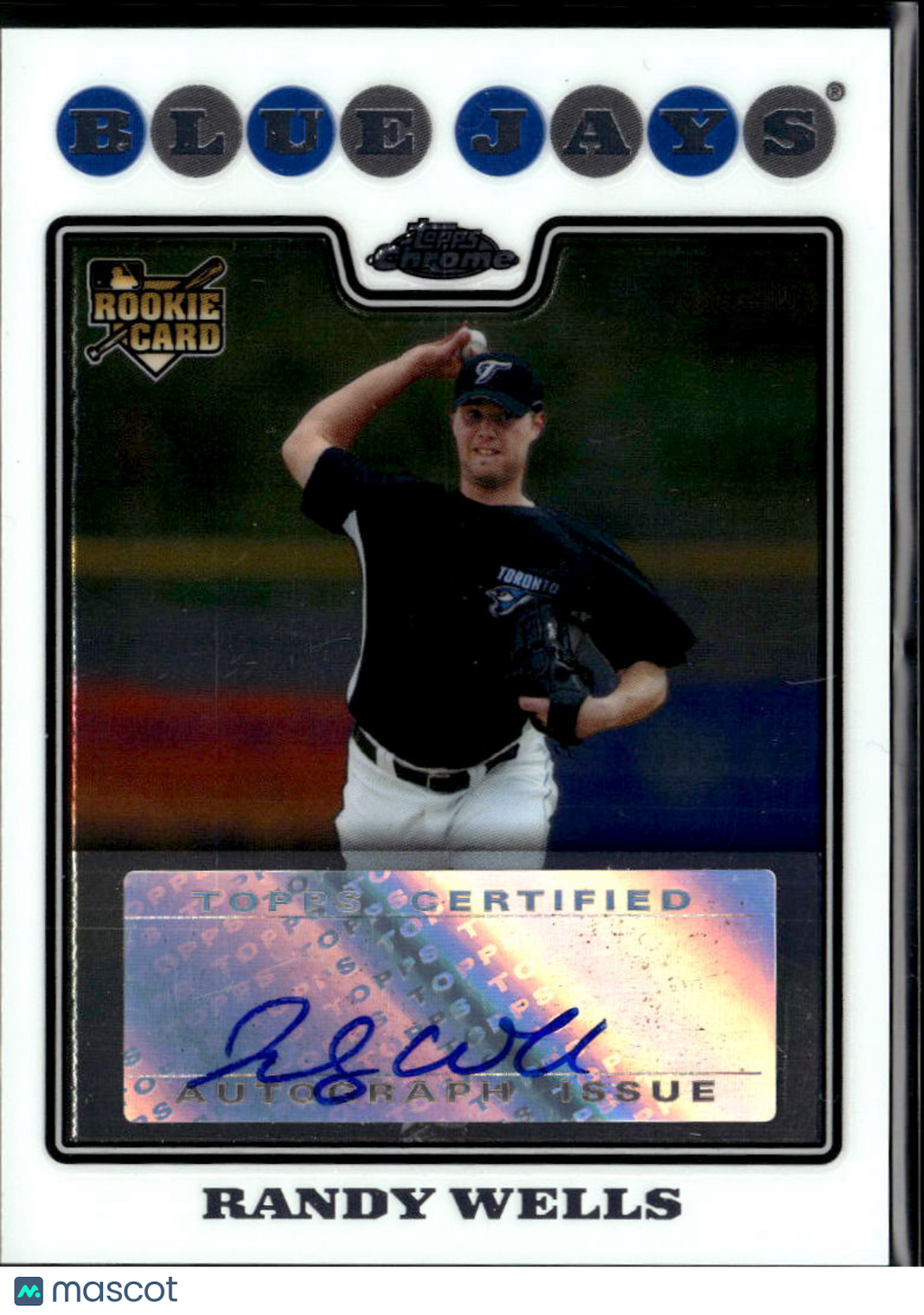 Randy Wells 2008 Topps Chrome Auto Autograph RC Toronto Blue Jays