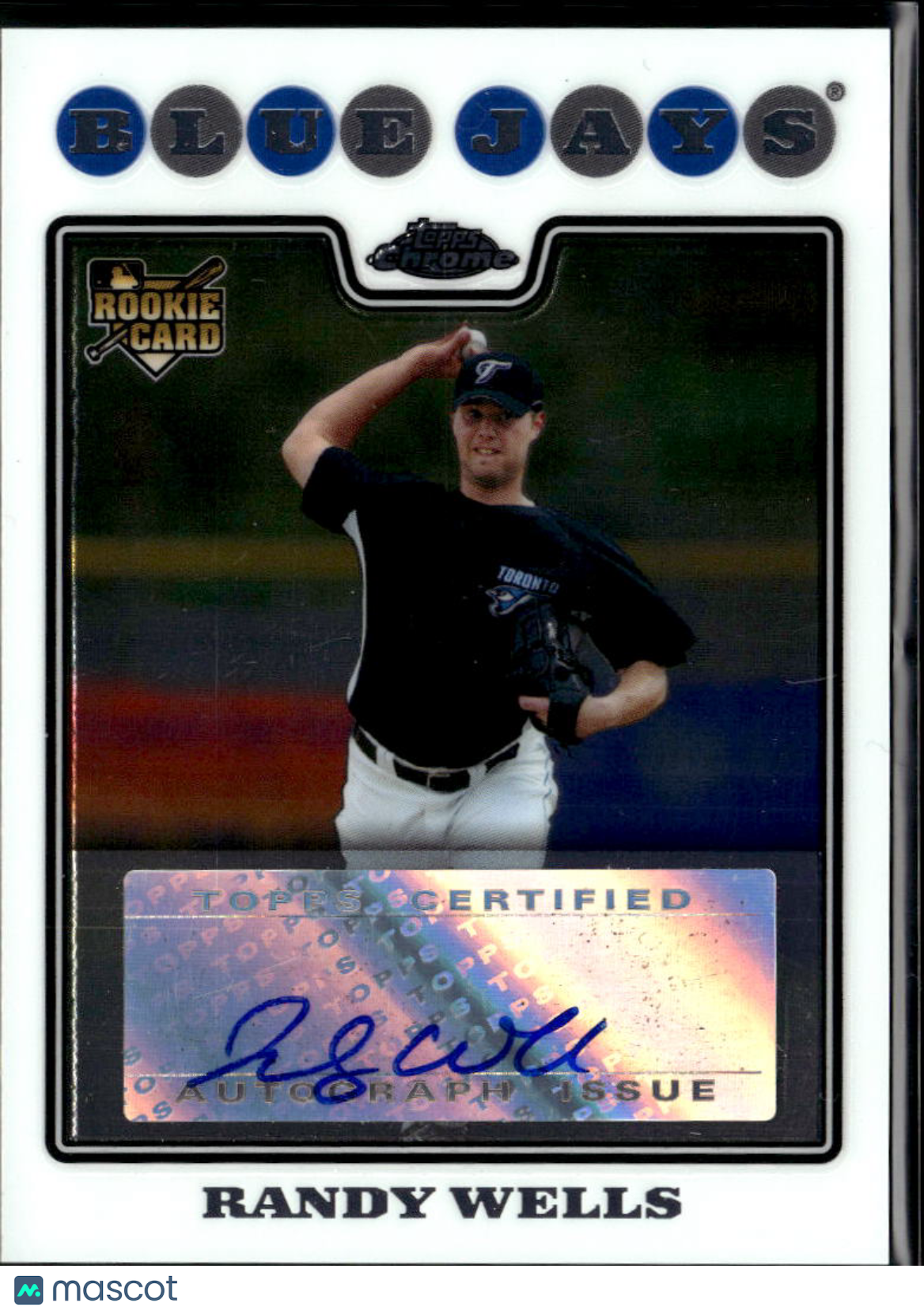 Randy Wells 2008 Topps Chrome Auto Autograph RC Toronto Blue Jays