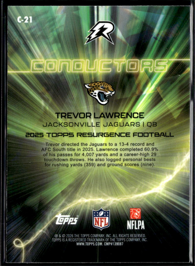 Trevor Lawrence 2026 Topps Resurgence Conductors 107/199 Jacksonville Jaguars