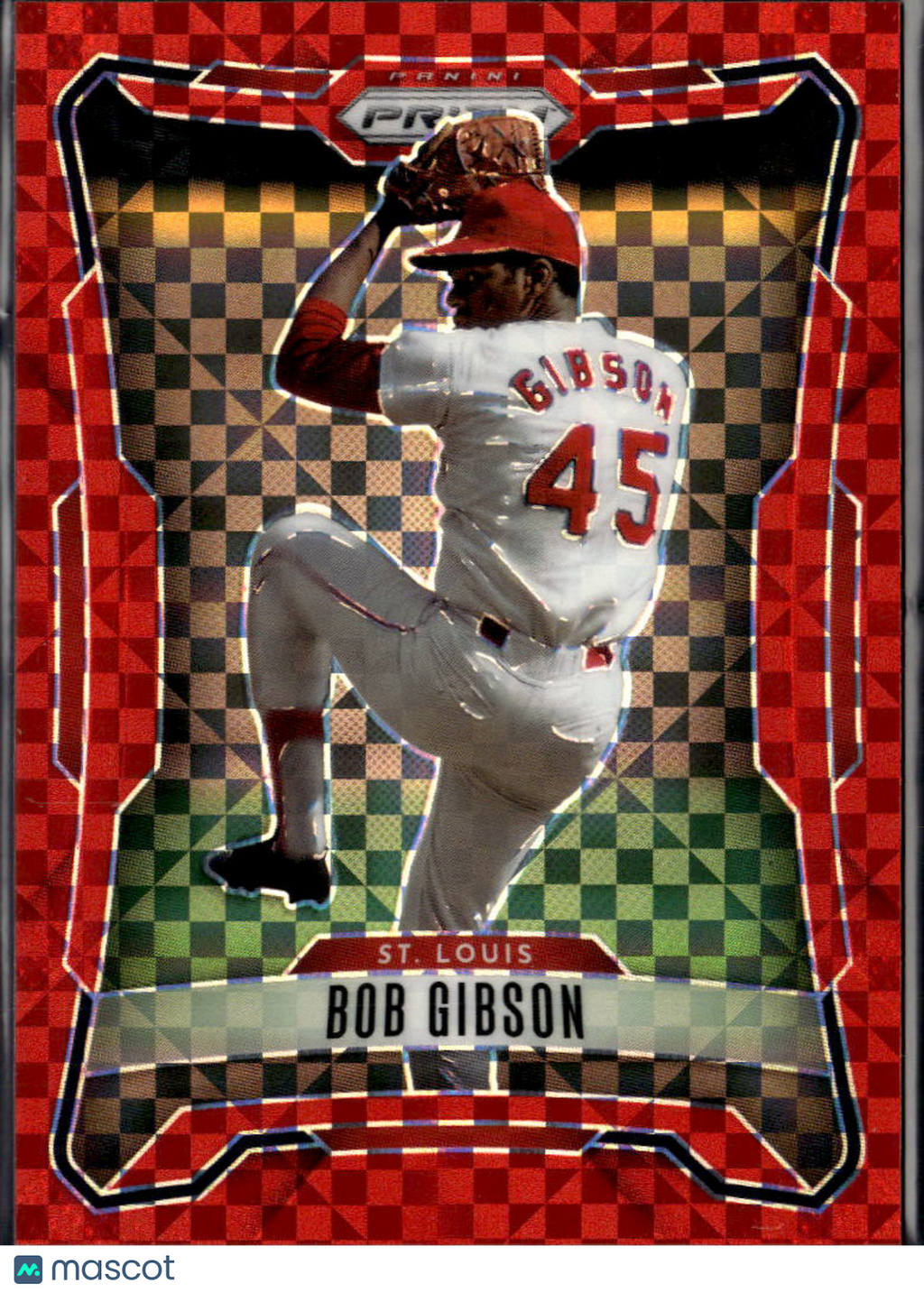 Bob Gibson 2026 Prizm Red Power Plaid 18/99 St. Louis Cardinals