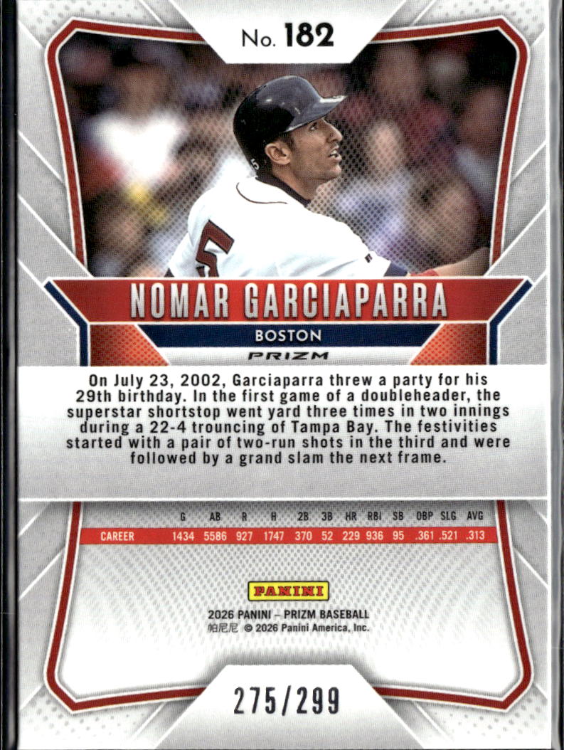 Nomar Garciaparra 2026 Panini Prizm Red 275/299 Boston Red Sox