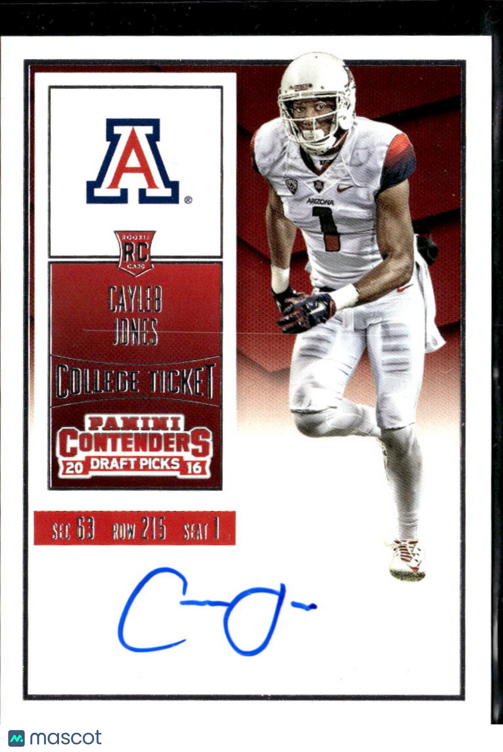Cayleb Jones 2016 Panini Contenders Auto Autograph Arizona Wildcats