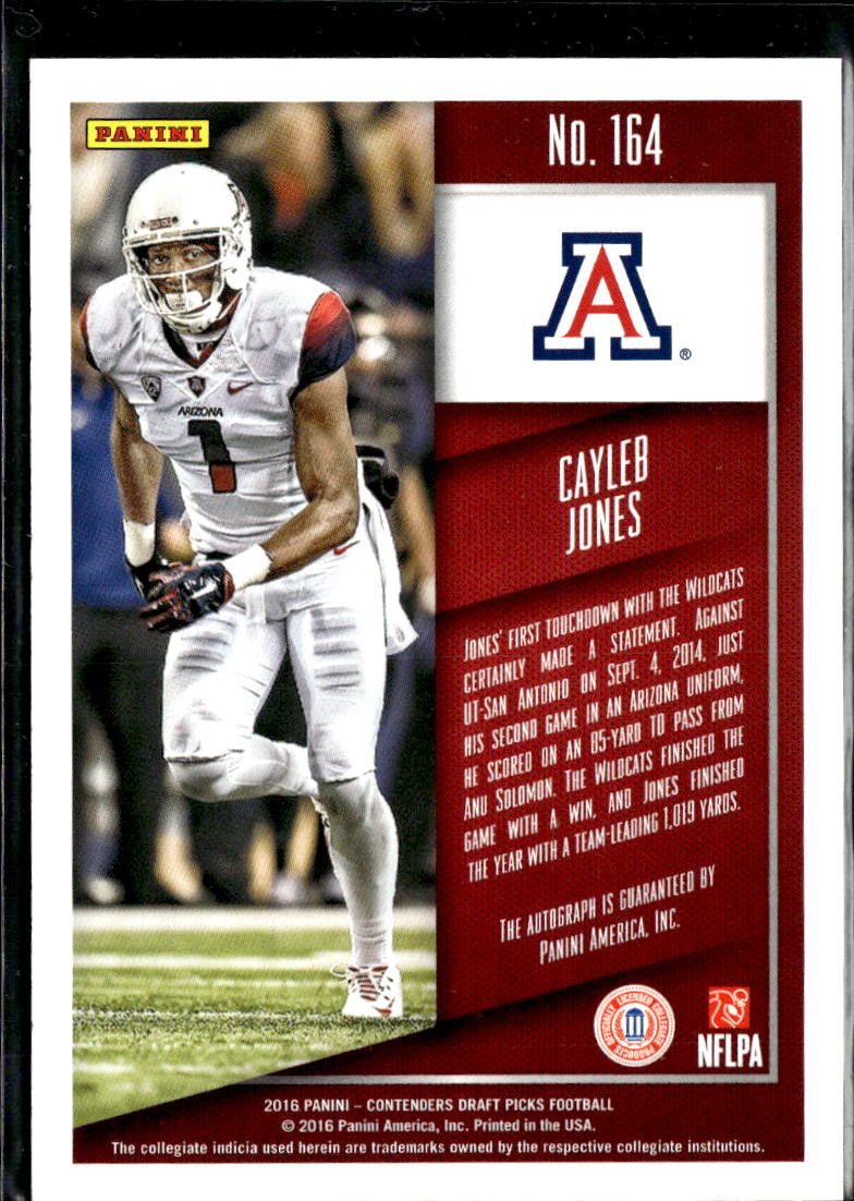 Cayleb Jones 2016 Panini Contenders Auto Autograph Arizona Wildcats