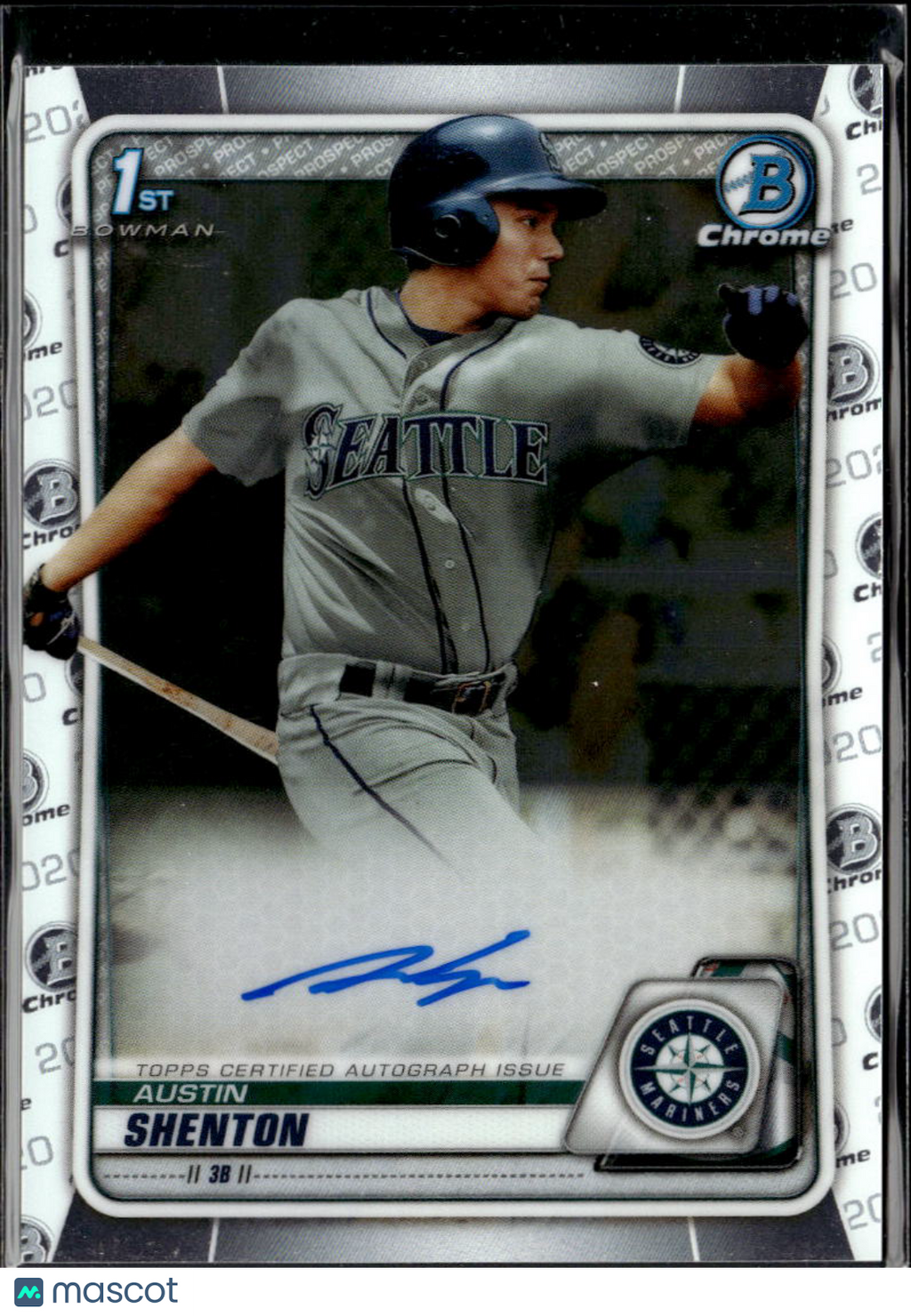 Austin Shenton 2020 Bowman Chrome 1st Auto Autograph Seattle Mariners