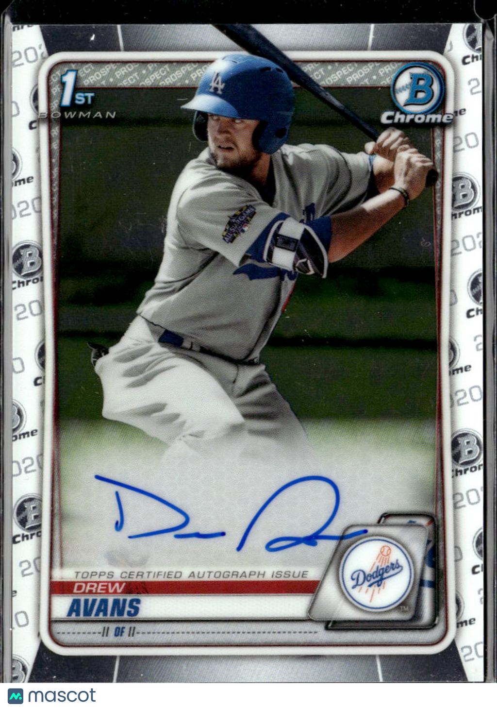 Drew Avans 2020 Bowman Chrome 1st Auto Autograph Los Angeles Dodgers
