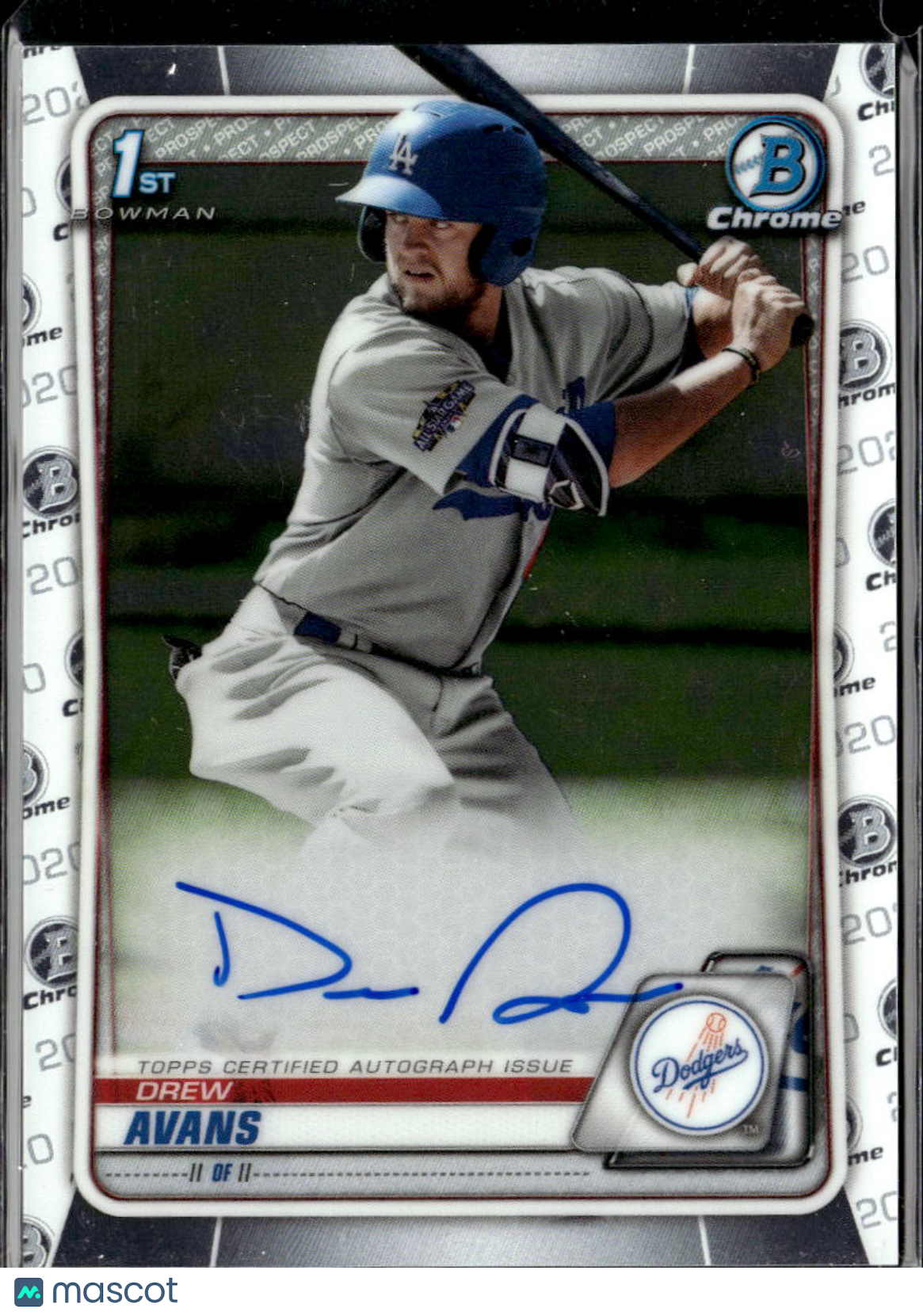 Drew Avans 2020 Bowman Chrome 1st Auto Autograph Los Angeles Dodgers