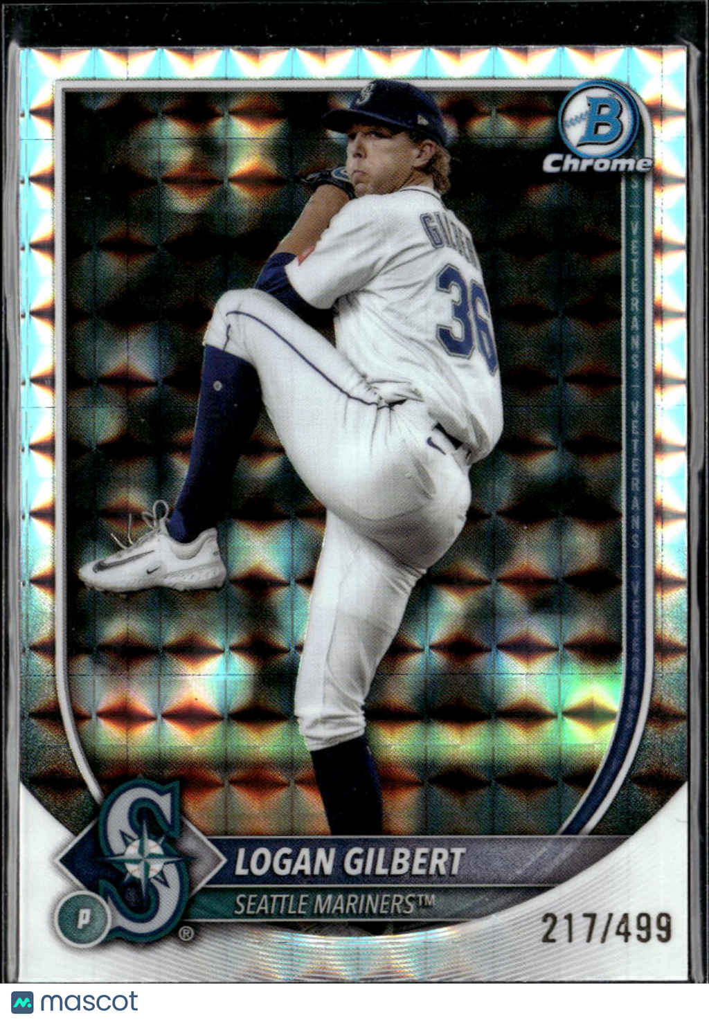 Logan Gilbert 2025 Bowman Chrome Geometric Refractor /499 Seattle Mariners