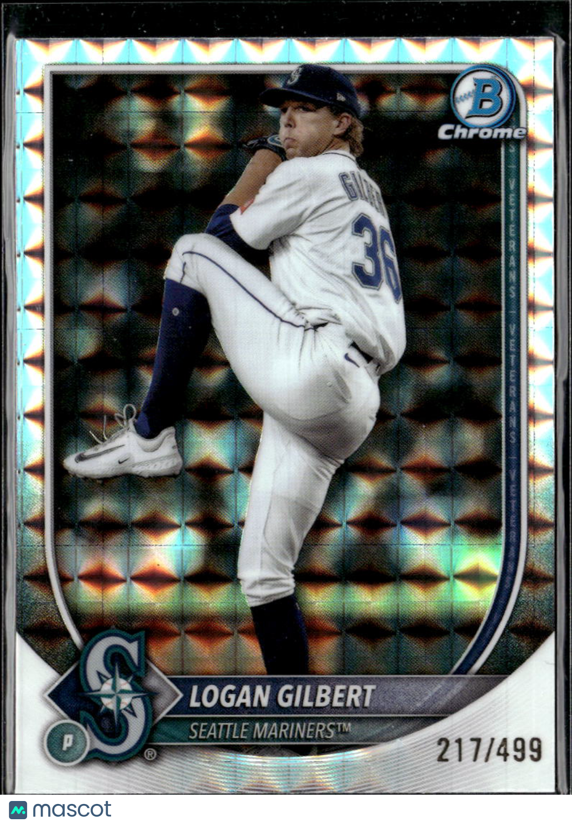 Logan Gilbert 2025 Bowman Chrome Geometric Refractor /499 Seattle Mariners