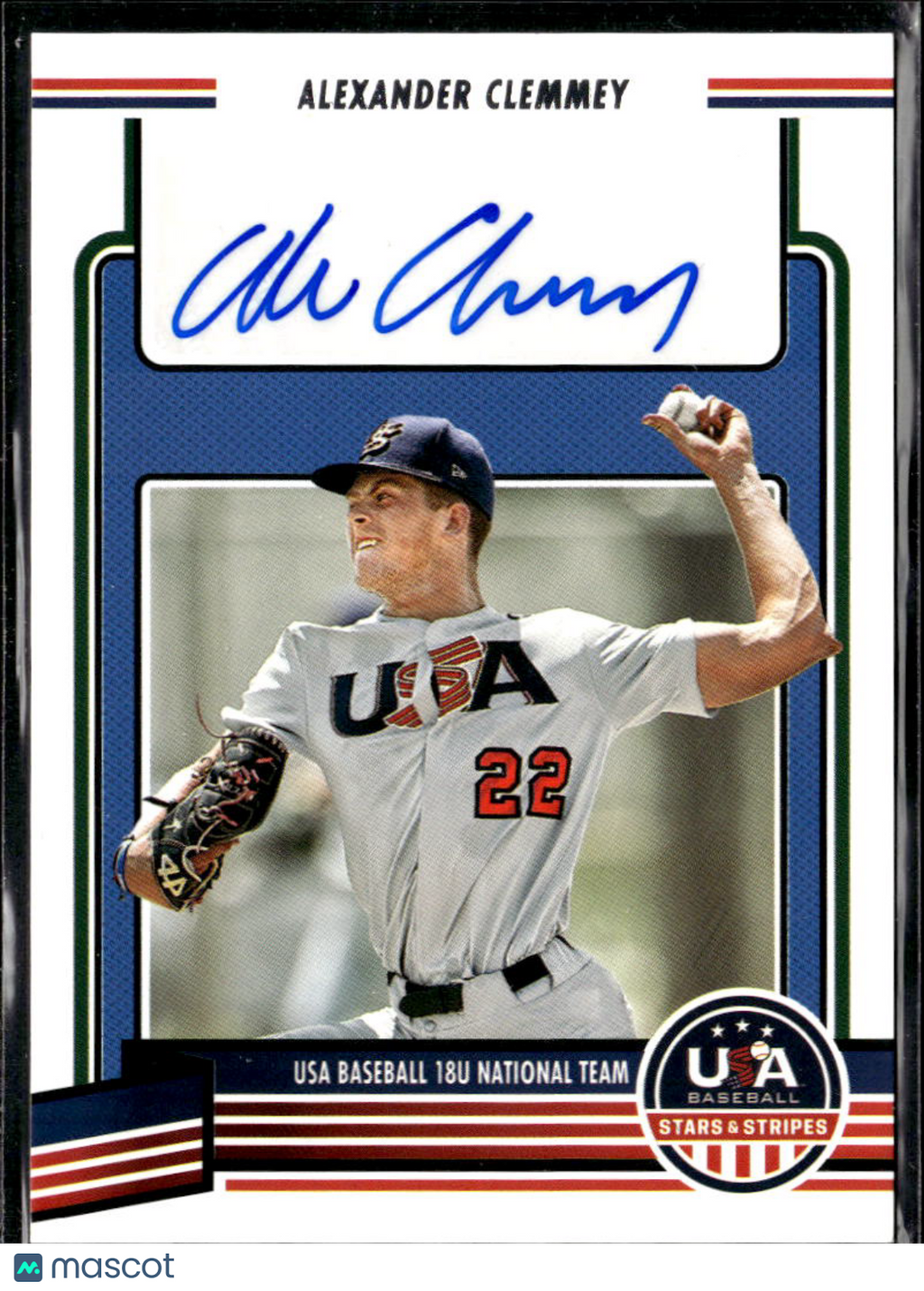 Alexander Clemmey 2023 USA Baseball Stars & Stripes Auto Autograph National Team