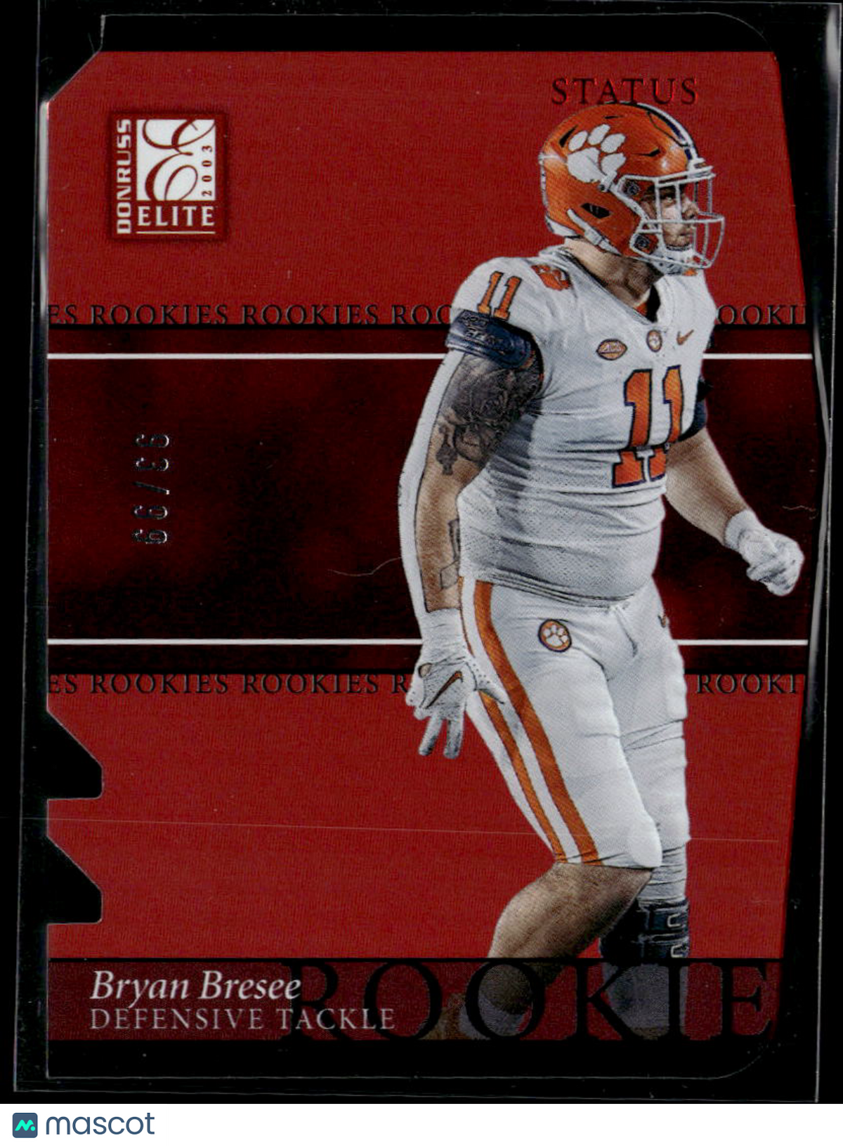 Bryan Bresee 2023 Elite Red Status RC 93/99 Clemson Tigers New Orleans Saints