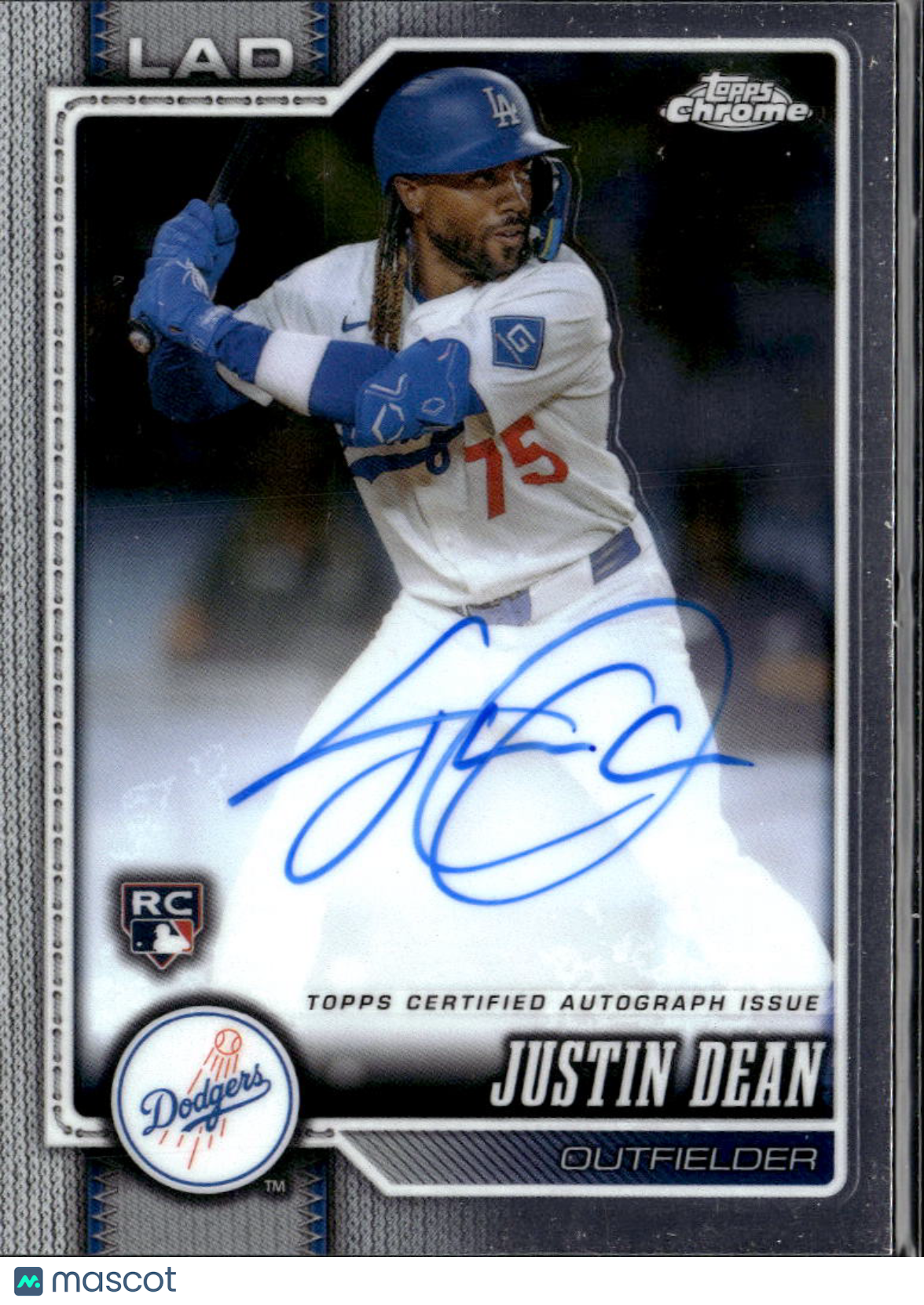 Justin Dean 2026 Topps Chrome Auto Autograph Rookie RC Los Angeles Dodgers