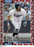Jonathan Aranda 2026 Topps Chrome Red Baseball Seams Tampa Bay Rays