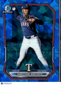 Sebastian Walcott 2026 Bowman Chrome Blue Sapphire Refractor Texas Rangers