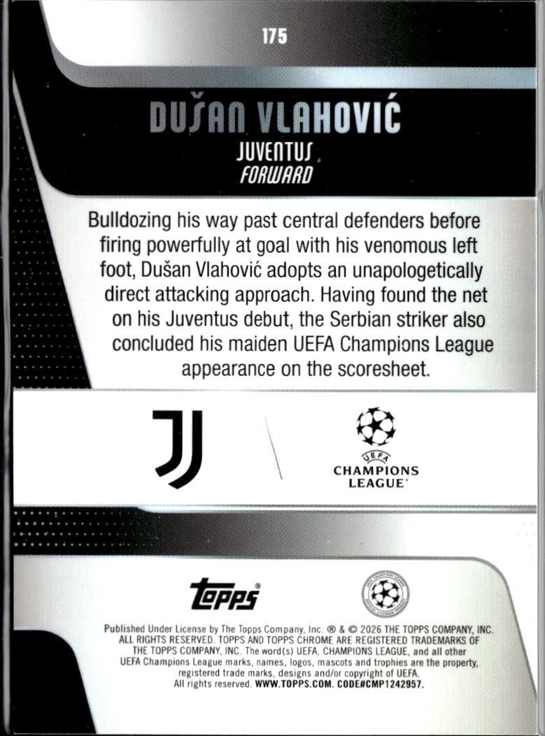 Dusan Vlahovic 2026 Topps Chrome UEFA Aqua Mojo Refractor /199 Juventus