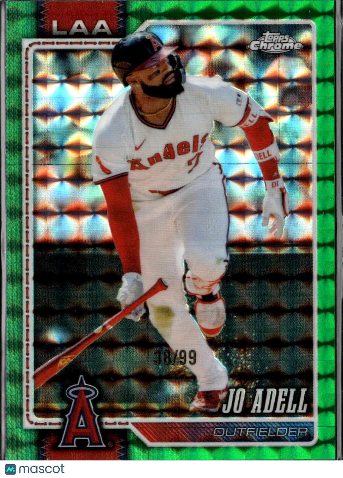 Jo Adell 2026 Topps Chrome Green Geometric Refractor /99 Los Angeles Angels