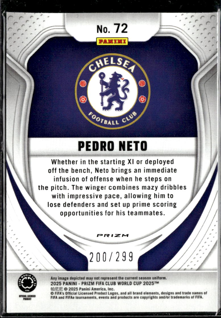 Pedro Neto 2025 Panini Prizm FIFA Club World Cup Pink /299 Chelsea FC