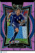 Riccardo Calafiori 2025 Panini Select FIFA Terrace Pink Mojo /299 Italy