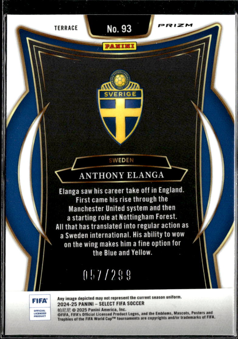 Anthony Elanga 2025 Panini Select FIFA Soccer Pink /299 Sweden