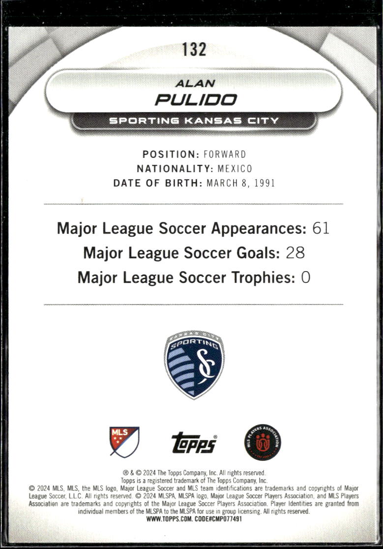 Alan Pulido 2024 Topps MLS Purple /99 Sporting Kansas City