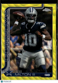 Joe Milton III 2025 Topps Chrome Yellow Wave Refractor /275 Dallas Cowboys