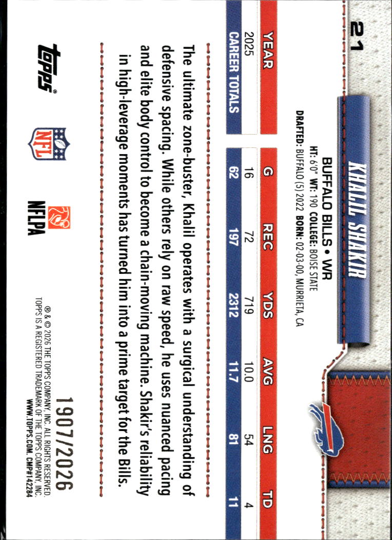 Khalil Shakir 2026 Topps Flagship Gold 1907/2026 Buffalo Bills