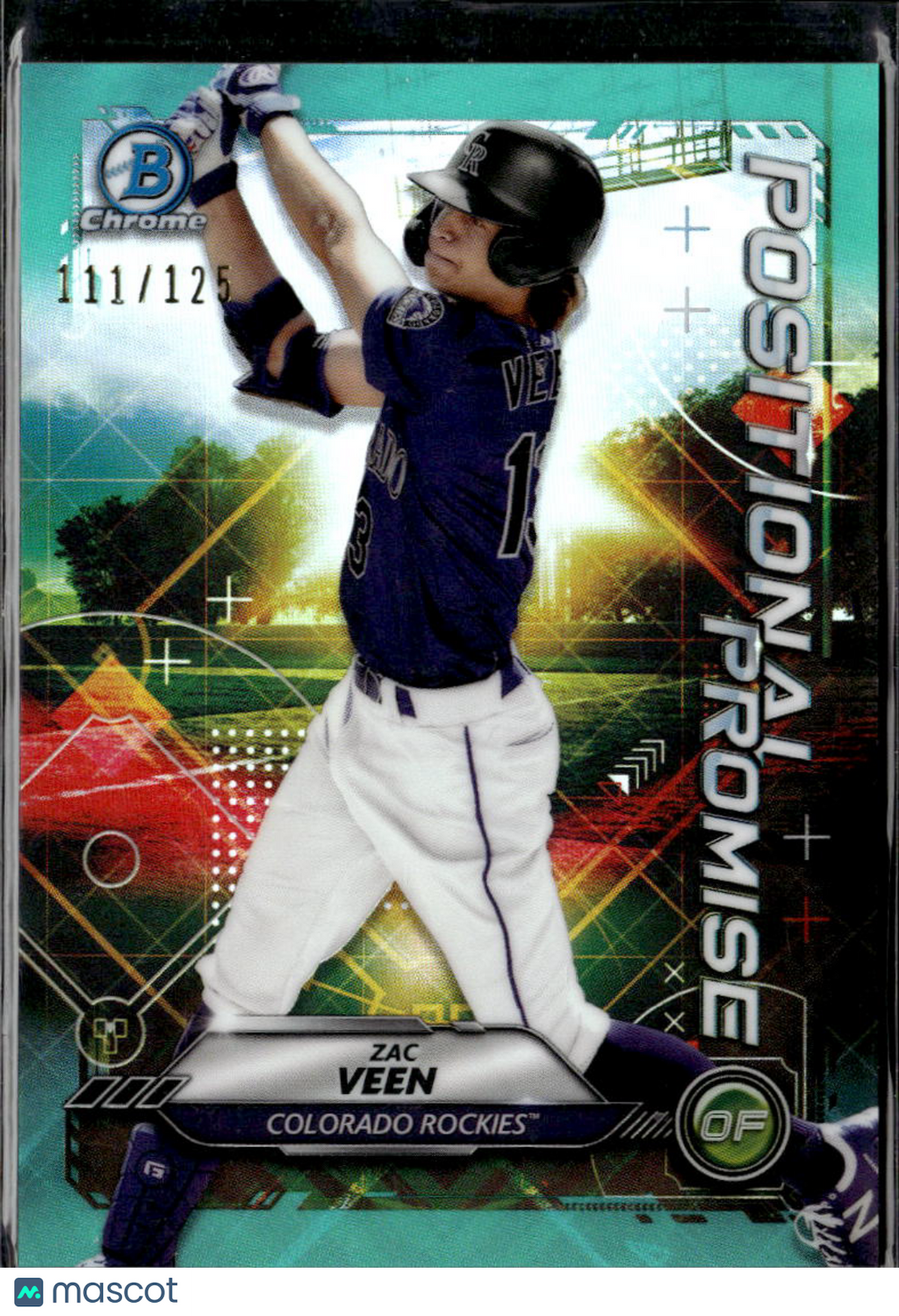 Zac Veen 2021 Bowman Chrome Promise Green Refractor /125 Colorado Rockies