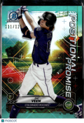 Zac Veen 2021 Bowman Chrome Promise Green Refractor /125 Colorado Rockies