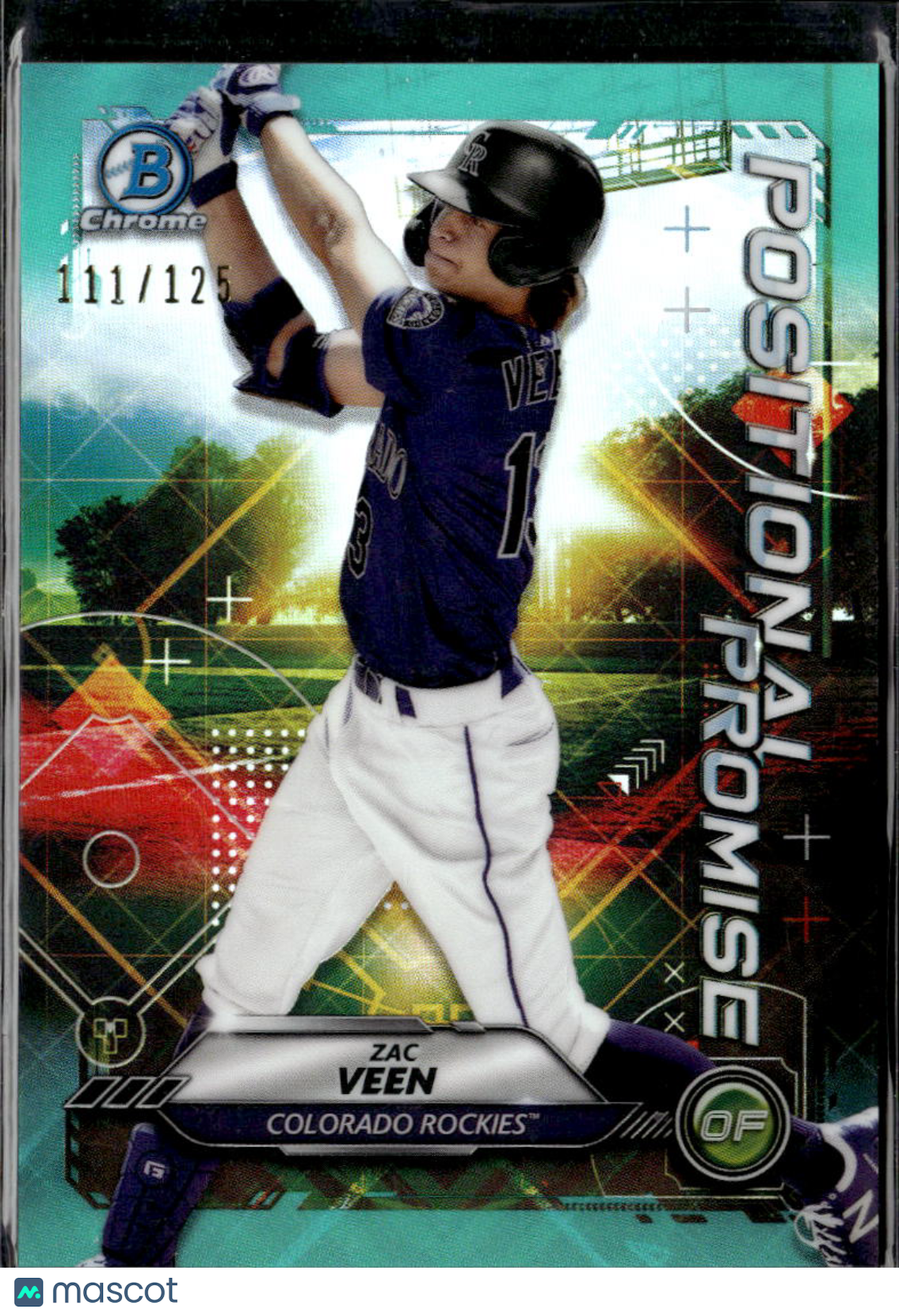 Zac Veen 2021 Bowman Chrome Promise Green Refractor /125 Colorado Rockies