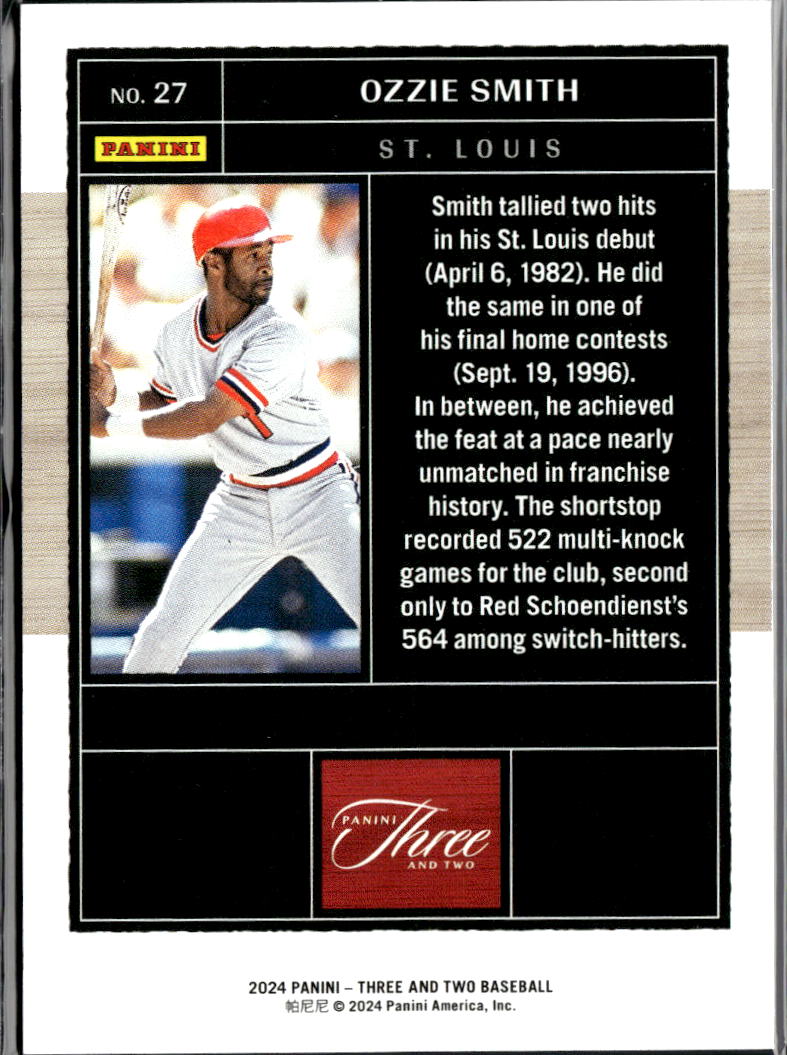 Ozzie Smith 2024 Panini Three and Two Blue SSP 6/15 St. Louis Cardinals