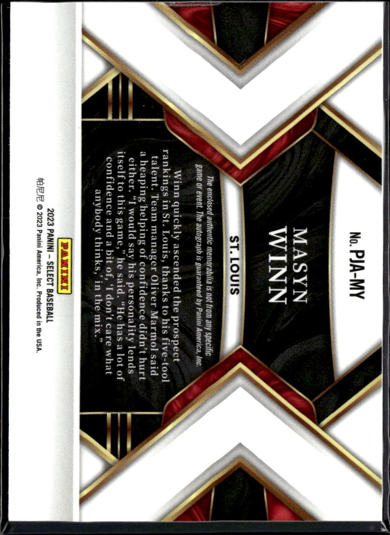 Masyn Winn 2023 Select Auto Autograph Patch RC St. Louis Cardinals