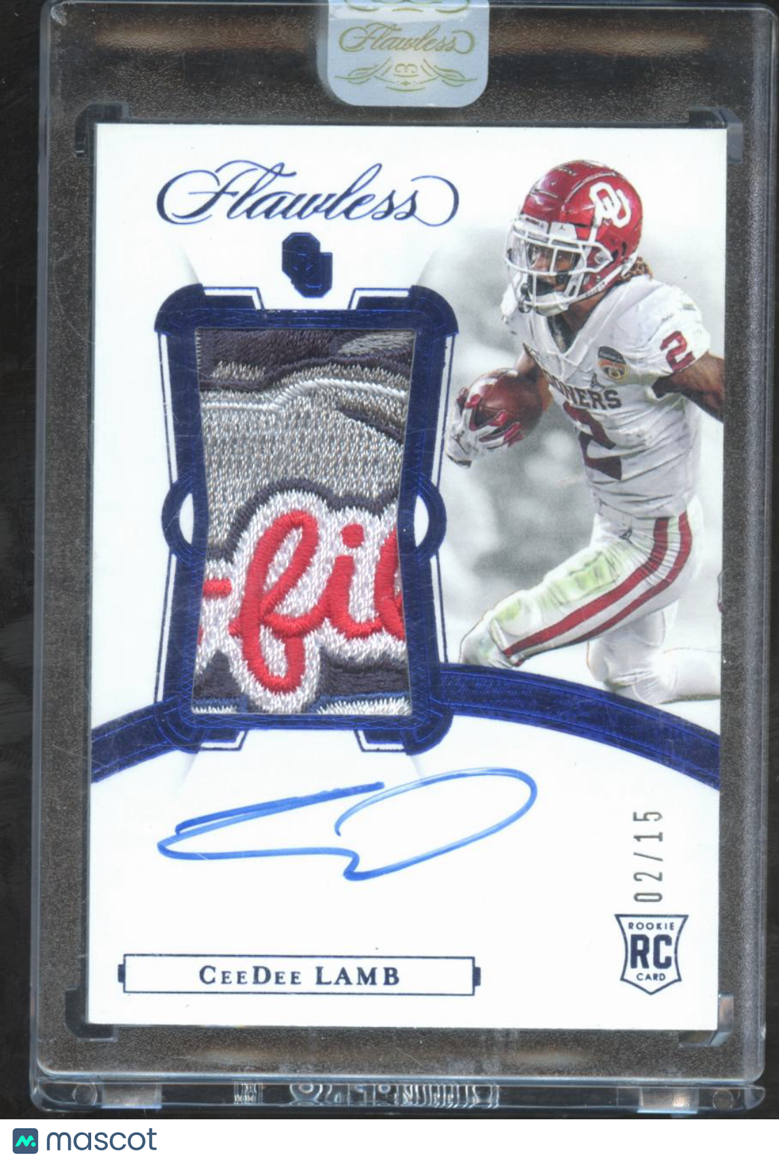 CeeDee Lamb 2020 Flawless Chickflia LOGO Patch Auto Autograph RC 2/15 OU Sooners