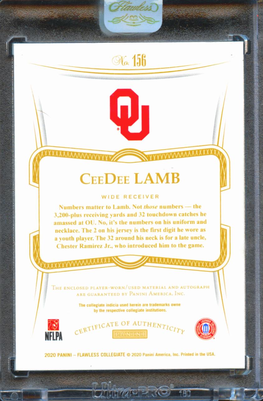 CeeDee Lamb 2020 Flawless Chickflia LOGO Patch Auto Autograph RC 2/15 OU Sooners
