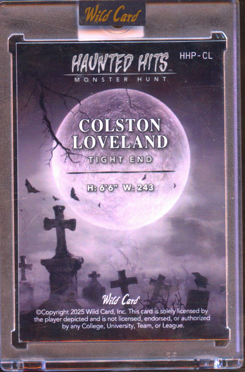 Colston Loveland 2025 Wild Card Haunted Hits Rookie RC Chiago Bears 1/1
