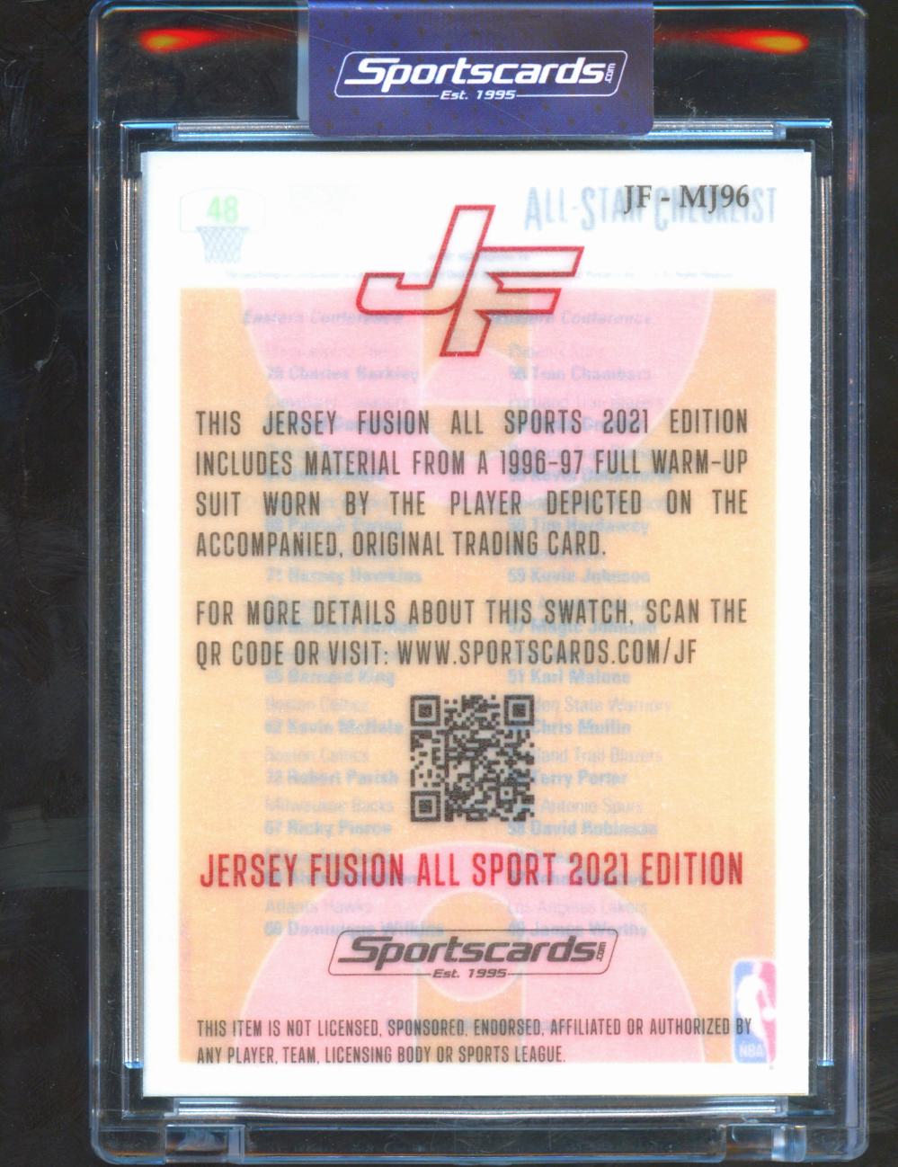 Michael Jordan 1996 Jersey Fusion All Sports Game Worn Patch Chicago Bulls