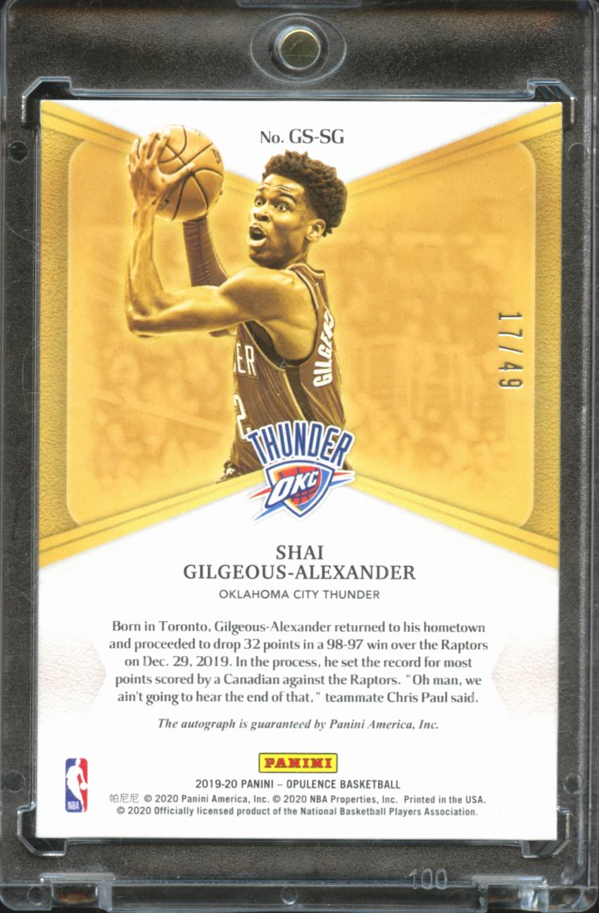 Shai Gilgeous-Alexander 2019-20 Opulence Auto Autograph 17/49 OKC Thunder