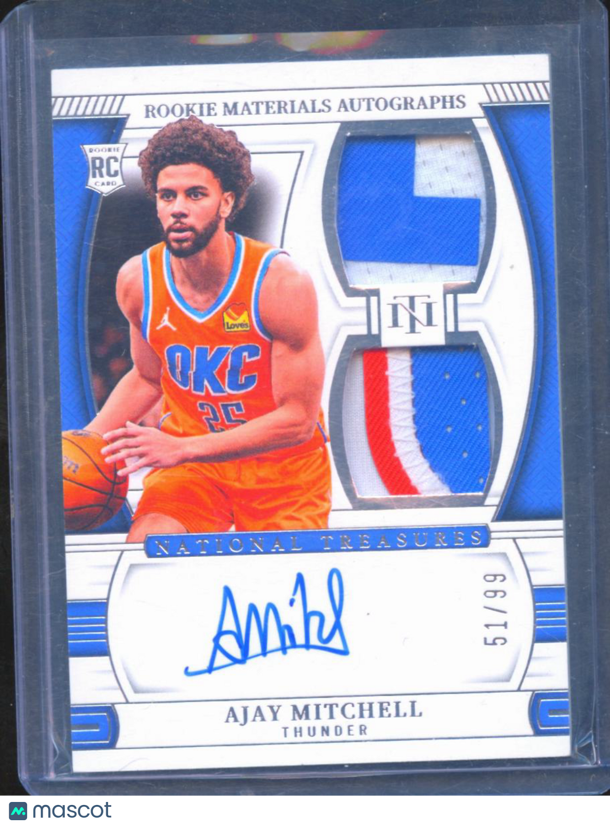 Ajay Mitchell 2024-25 National Treasures Auto Autograph Patch RC 51/99 Thunder