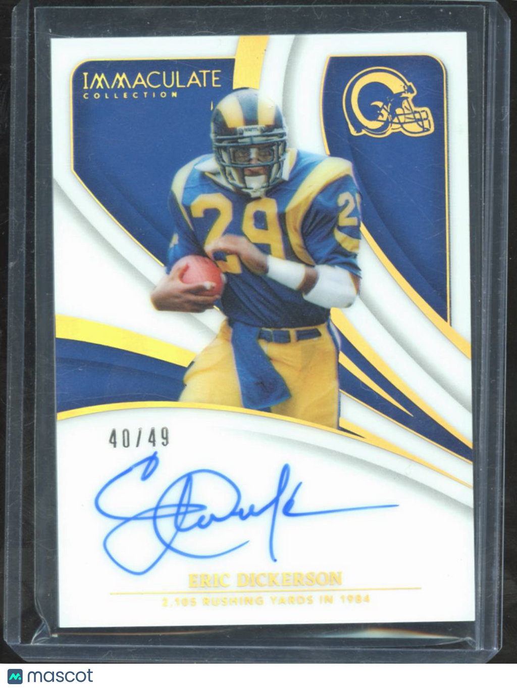 Eric Dickerson 2024 Immaculate On Card Auto Autograph 40/49 Los Angeles Rams
