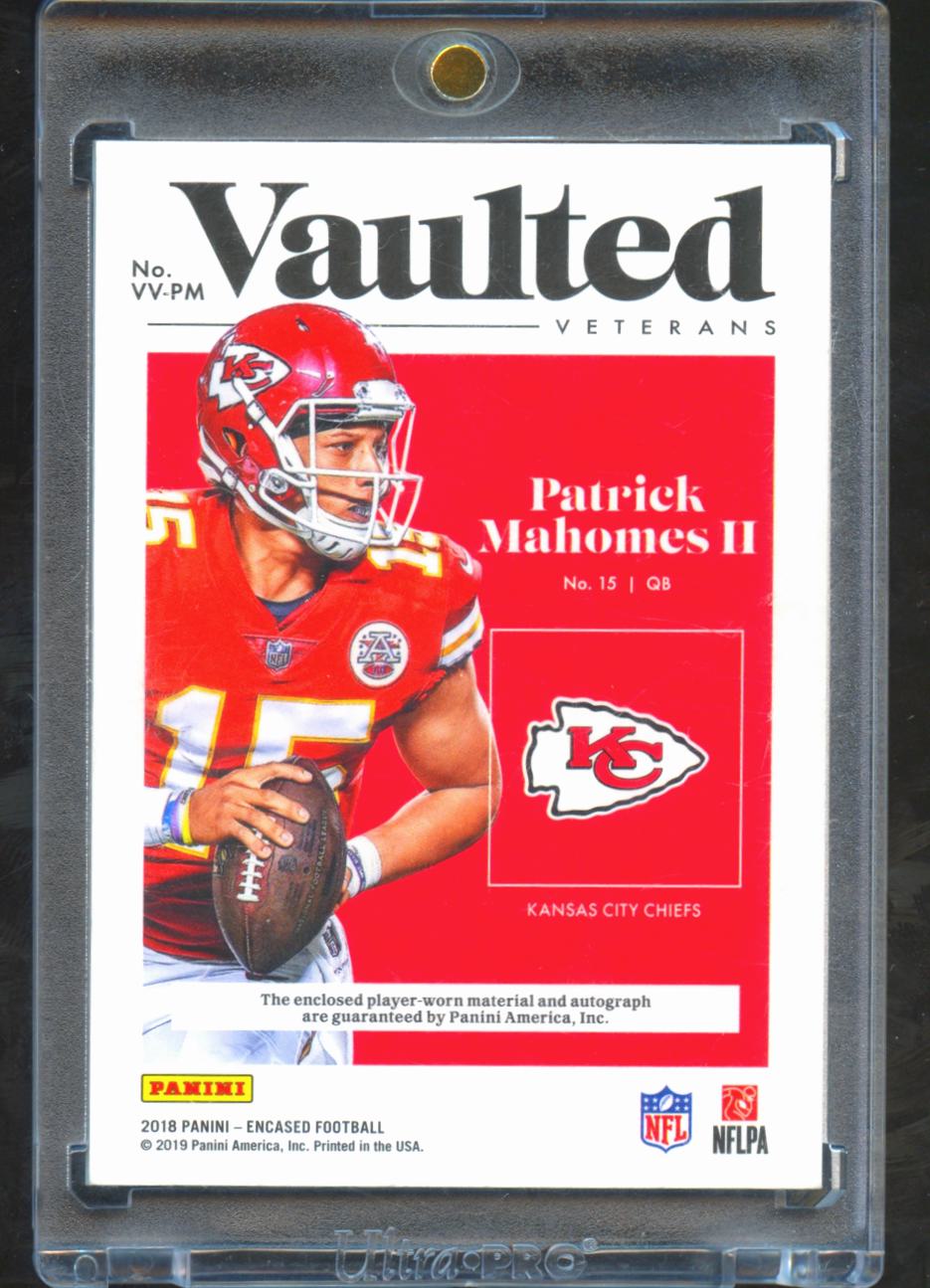 Patrick Mahomes II 2018 Encased Vaulted Inscription Auto Autograph 8/25 Chiefs