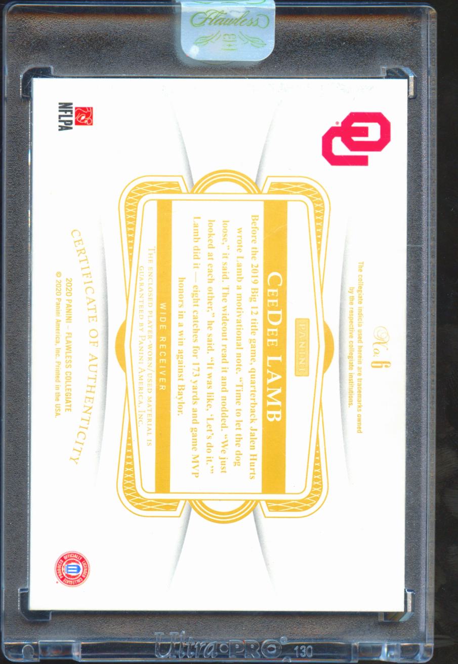 CeeDee Lamb 2020 Flawless Jordan Jumpman Logo Patch RC 1/1 Oklahoma Sooners