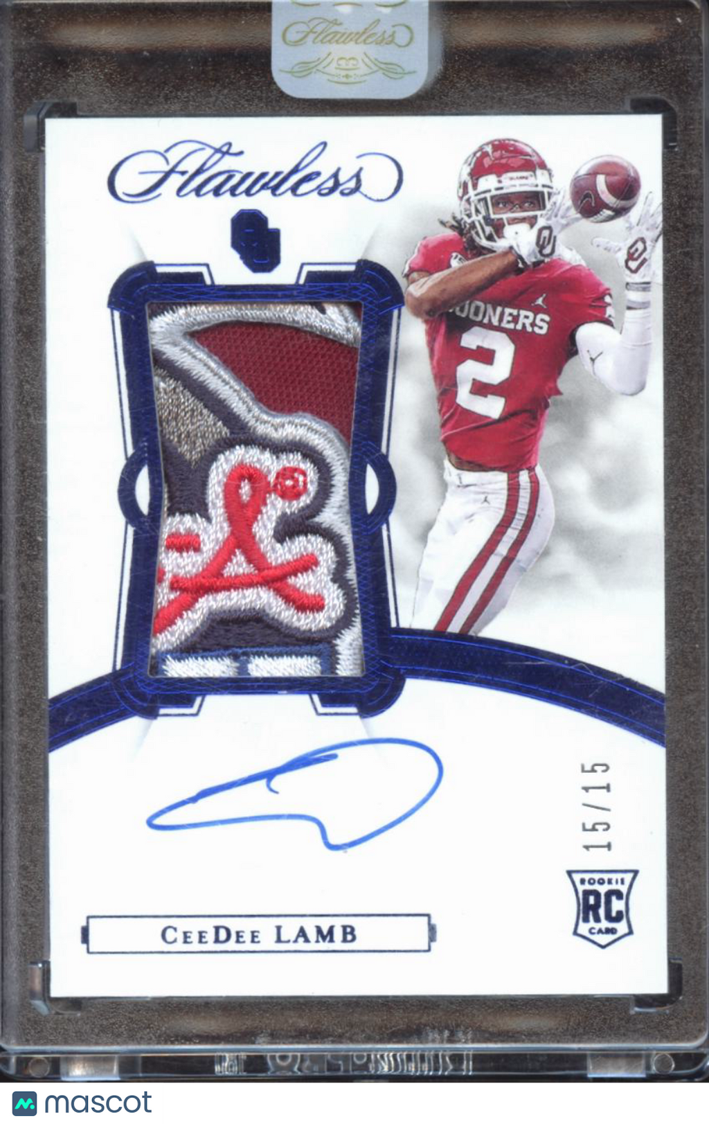 CeeDee Lamb 2020 Flawless Chickflia LOGO Patch Auto Autograph RC 15/15 Sooners
