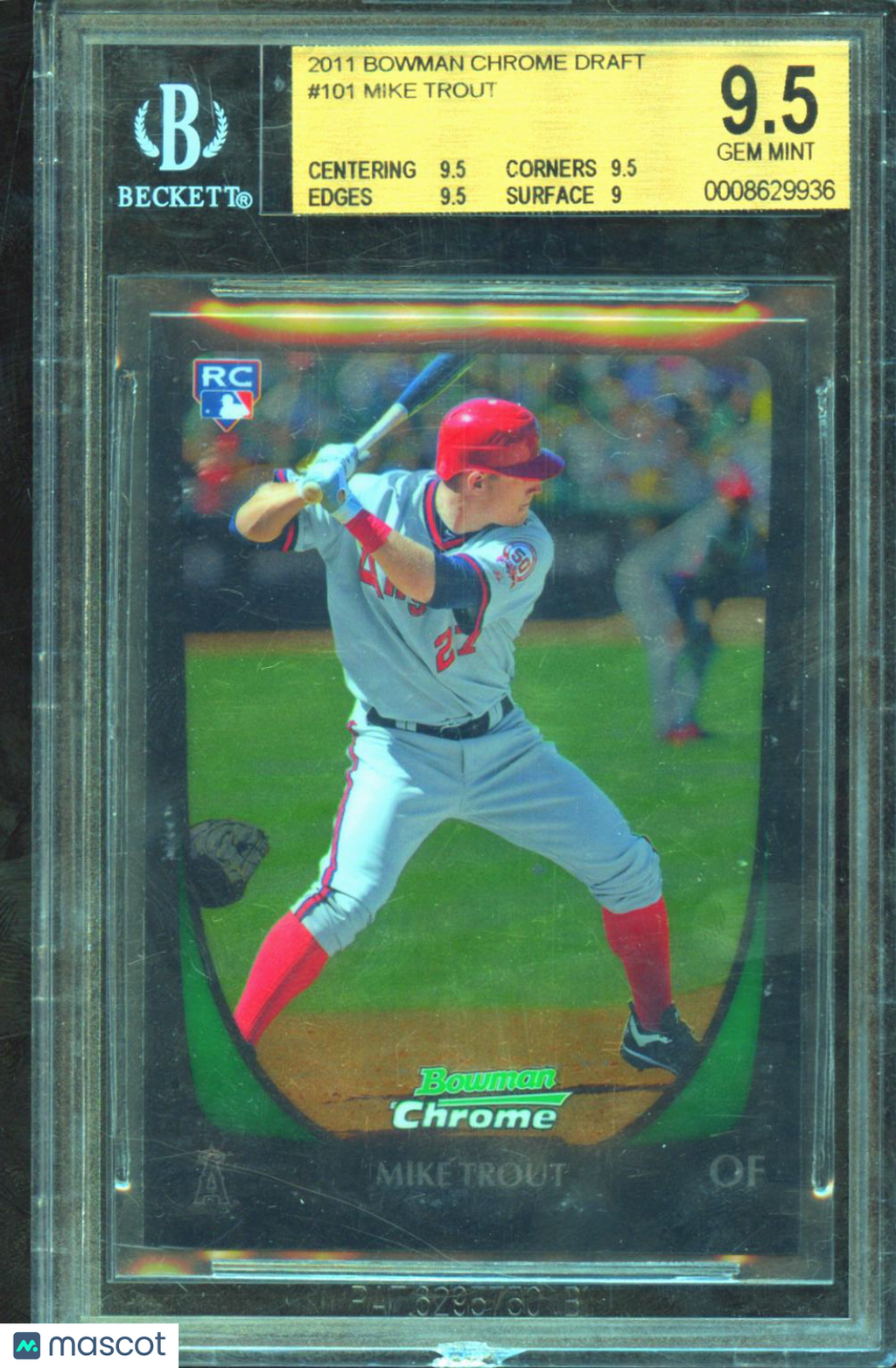 Mike Trout 2011 Bowman Chrome Draft Rookie RC Los Angeles Angels BGS 9.5
