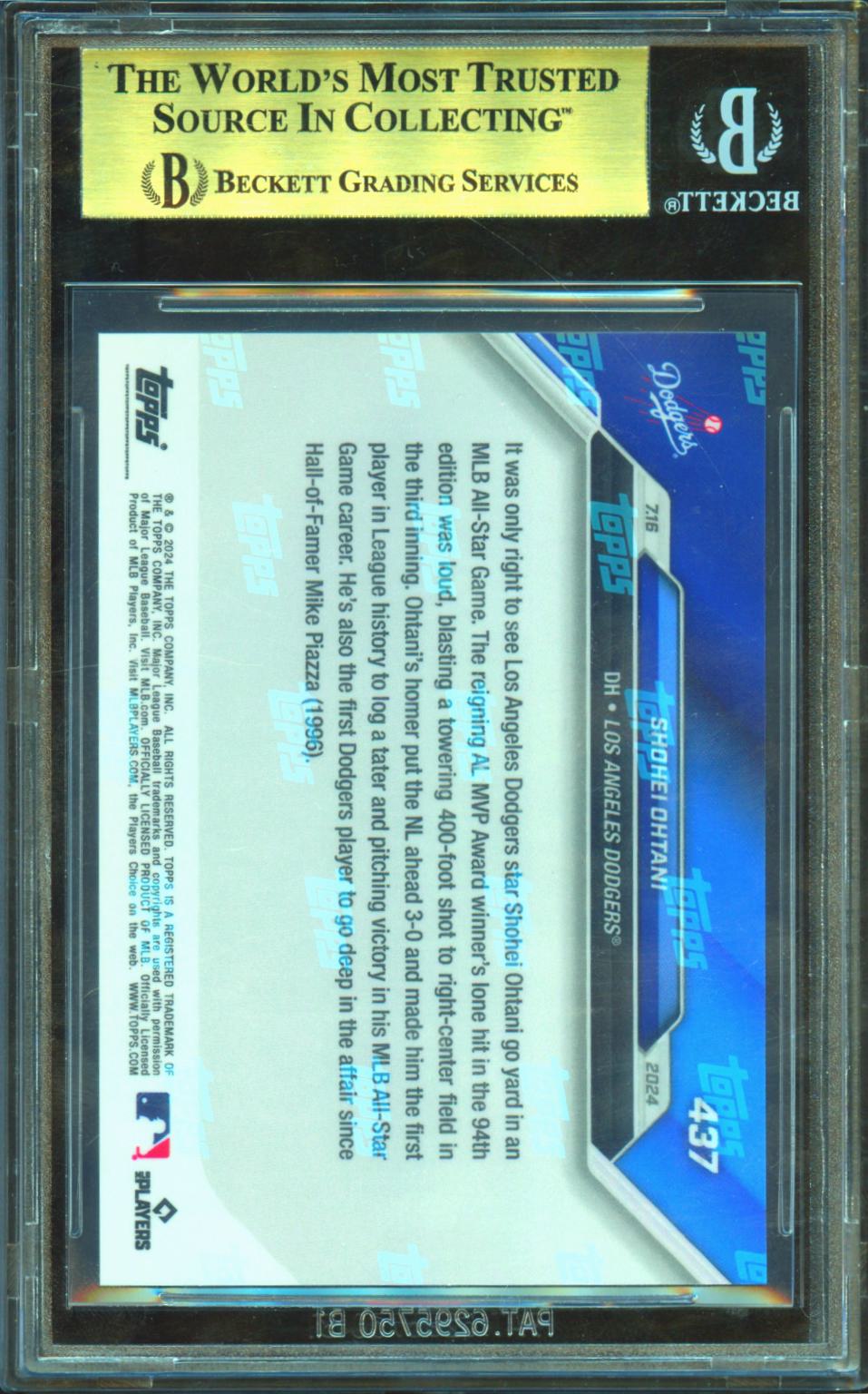 Shohei Ohtani 2024 Topps Now All Star Game Los Angeles Dodgers /22507 BGS 10