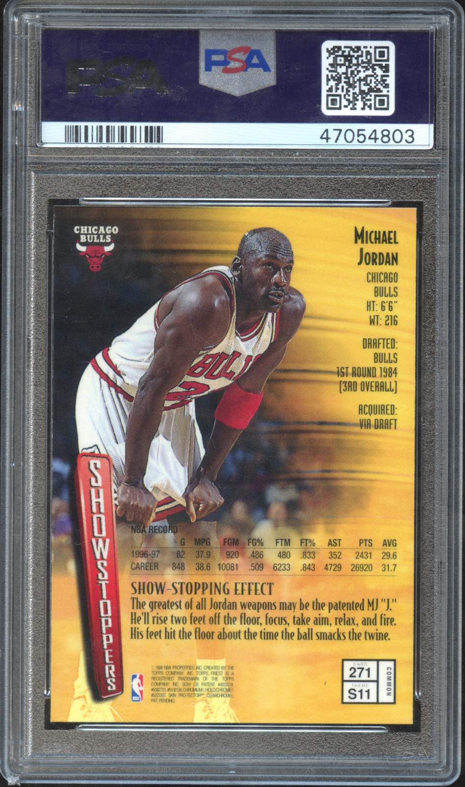 Michael Jordan 1997 Finest Card Chicago Bulls #271 PSA 9