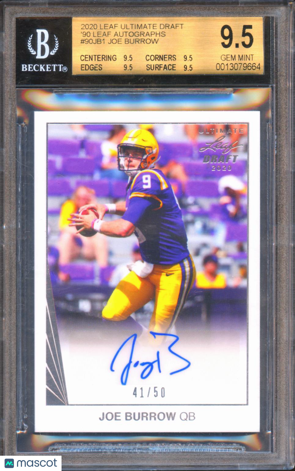 Joe Burrow 2020 Leaf Ultimate Auto Autograph RC LSU Tigers Bengals 41/50 BGS 9.5